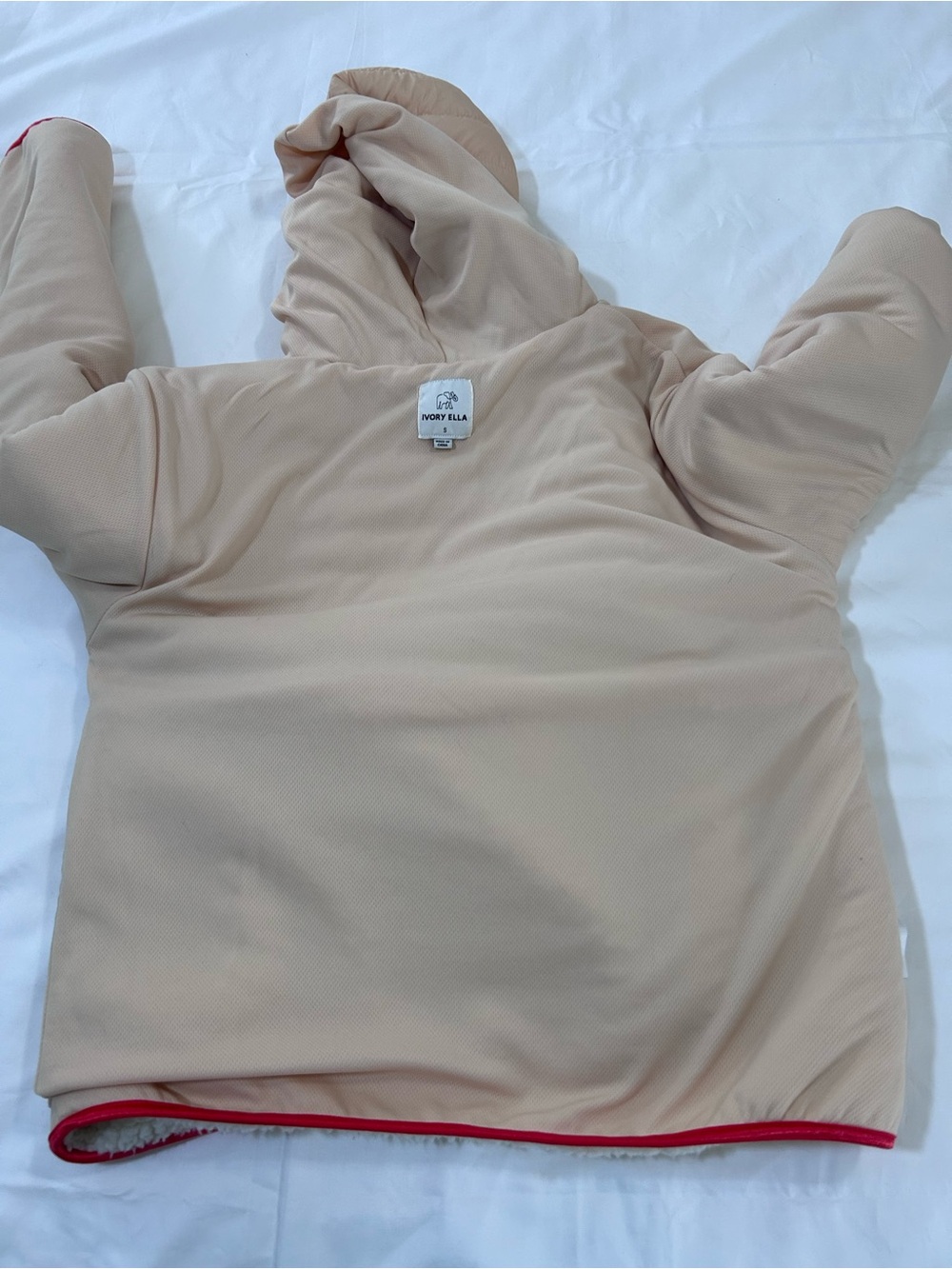 Ivory Ella Claire Mixed Media Sherpa Pullover Jacket. S - Picture 10 of 16
